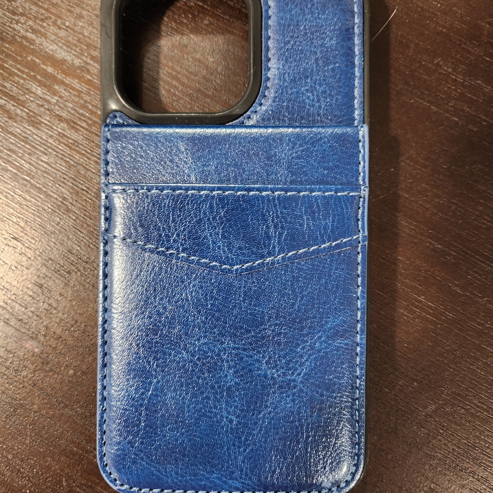 iPhone 13 Pro 6.1. Blue Faux Leather Phone Case